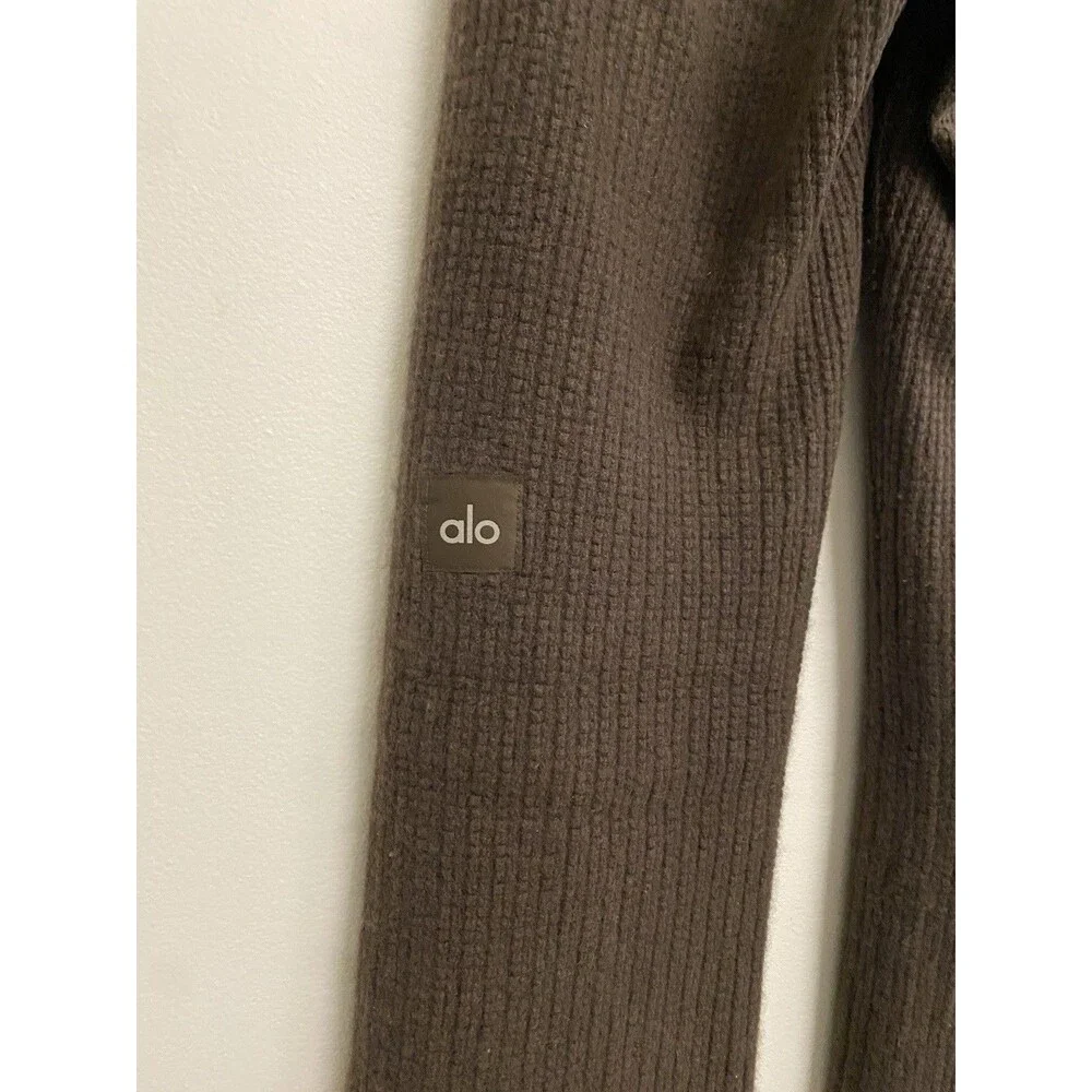 Alo Yoga Cashmere High-Waist Plush Waffle Knit Pants Sz L Espresso Brown Lounge